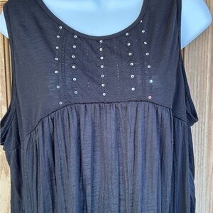 💚3/$25 Faded Glory XXL Black Sleeveless Blouse with Sequin Embellishments
